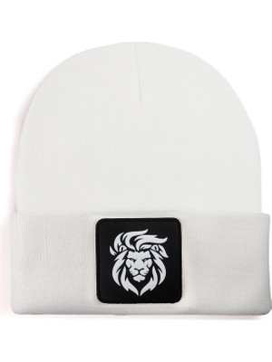 Blackbörk V1 Akrilik Aslan - 9 Kod Logolu Unisex Beyaz Bere (Beanie)