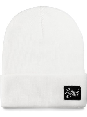 Blackbörk V1 Akrilik Aslan - 9 Kod Logolu Unisex Beyaz Bere (Beanie)