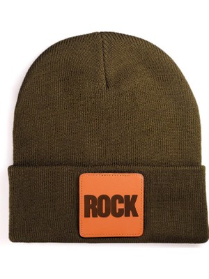 Blackbörk V1 Akrilik Rock - 1 Kod Logolu Unisex Haki Bere (Beanie)