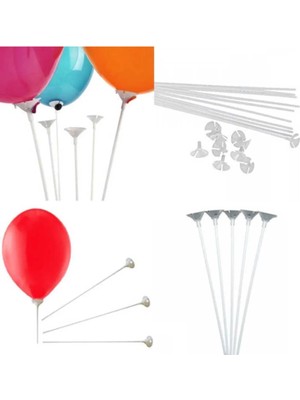 Party Fantasy Balon Çubuğu ve Hunisi Sert Plastik 30 Adet 30 cm