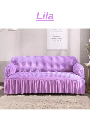 E Bahar Bürümcük 3 Kişilik Koltuk Örtüsü. Etekli Streç Esnek Lastikli Çekyat Kanepe Kılıfı