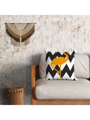Flamingo Desenli Çift Taraflı Dekoratif Minder Kılıfı 60 x 60 cm
