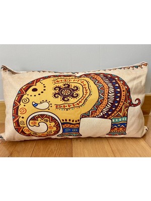 Fil Desenli Çift Taraflı Dekoratif Kırlent Kılıfı 32*55 Cm