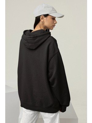 VOXA Oversize  Never Stop Yazılı Hoodie