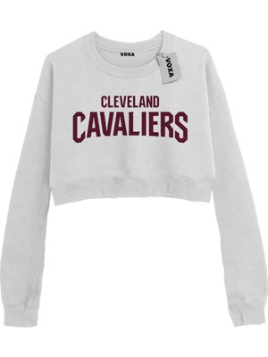 VOXA Basic Crop Bisiklet Yaka Uzun Kollu Cavaliers Sweat