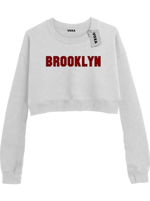 VOXA Basic Crop Bisiklet Yaka Uzun Kollu Brooklyn Sweat