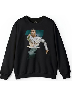 So Cool Siyah Baskılı Cristiano Ronaldo Real Madrid  Gol Kralı Baskılı Sweatshirt