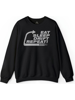 So Cool Eat Sleep Drift Repeat Race Sport Motospor Baskılı Sweatshirt