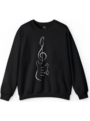 So Cool Sol Anahtarı Elektro Gitar Müzik Nota Metallica Baskılı Sweatshirt