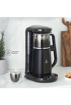 Karaca Caysever Robotea Pro 4 in 1 Talking Automatic Tea Maker Kettle and  Filter Coffee Maker, 2500W, Space Grey - KARACA UK