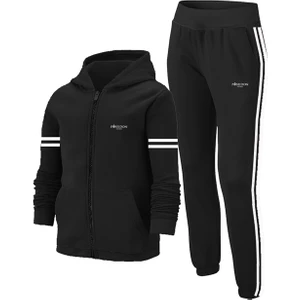 Poseidon Storm Erkek Çocuk Siyah Günlük Sporcu Eşofman Takımı 104CM-176CM Kollar Şeritli