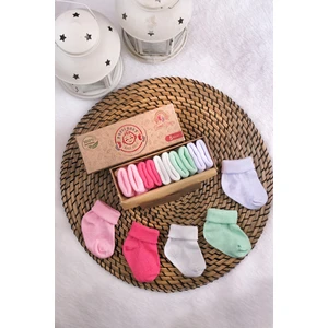 Poffi Baby Organik Pamuk Unisex 5'li Kutulu Premium Yenidoğan Bebek Çorabı