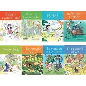 İş Bankası Kültür Yayınları Heidi - Peter Pan - Robinson Crusoe - Alice In Wonderland - The Jungle Book / 8 Kitap Set - Ingilizce