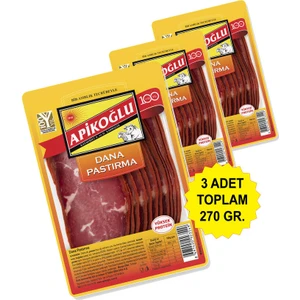 Dilimlenmiş Seçme Dana Pastırma 90 Gr. Üçlü Paket (Toplam 270 Gr.)