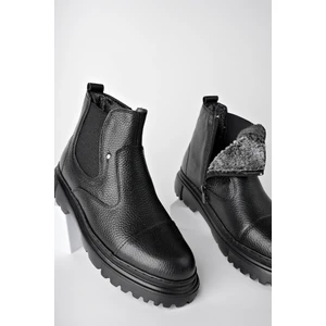 Minjae Garantili Hakiki Deri Fermuarlı Içi Kürklü Eva Taban Erkek Kışlık Bot