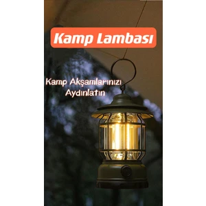 - Nostaljik Işığı Ayarlanabilir USB Şarjlı Ledli Kamp Lambası