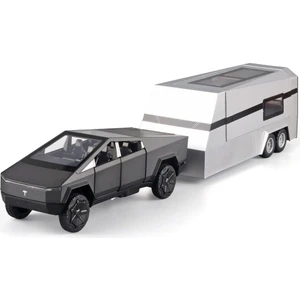 Çocuk Oyuncak Kamyonet 1/32 Cybertruck Kamyonet Römork Döküm Metal Oyuncak Arabalar, Ses Işıklı ve Geri Çekmeli Araba Modeli, 3 Yaş ve Üzeri Çocuklar Için (Gri) (Yurt Dışından)