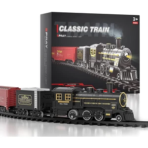 Elektrikli Şarj Edilebilir Buhar Motorlu Model Tren Seti - Siyah (Yurt Dışından)