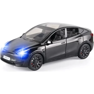 Oyuncak Arabalar Model Y 1/24 Çinko Alaşımlı Döküm Metal Model Araba, Işıklı ve Müzikli Geri Çekilebilir Oyuncak Modeli, 3 Yaş ve Üzeri Çocuklara Uygun Hediye Olarak (Model Y Siyah (Yurt Dışından)