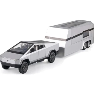 Çocuk Oyuncak Kamyonet 1/32 Cybertruck Kamyonet Römork Döküm Metal Oyuncak Arabalar, Ses Işıklı ve Geri Çekmeli Araba Modeli, 3 Yaş ve Üzeri Çocuklar Için (Gümüş) (Yurt Dışından)