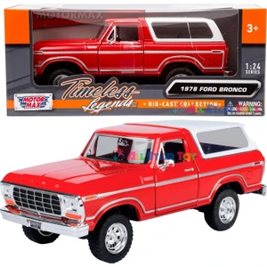 1978 Ford Bronco 1:24 Pres Döküm Model Araba Suv Sut Kamyon Motormax 79373 (Kırmızı) (Yurt Dışından)
