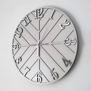 - Diagonal Lines -Açık Gri & Gümüş - 50CM Duvar Saati