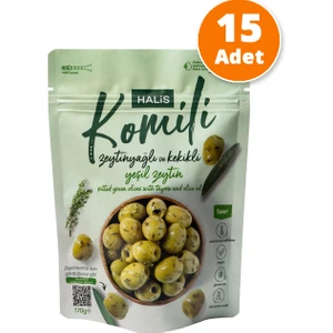 Çekirdeksiz Zeytinyağlı ve Kekikli Yeşil Zeytin 15 x 170g