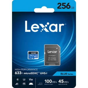 LSDMI256BBEU633A 256GB 633X microSDXC UHS-I  100Mb/sn Read 45Mb/sn Write + SD Adaptor  U3 A1 4K Class10  Hafıza Kartı