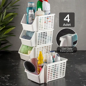 Meleni Home Üst Üste Eklenebilir Banyo Mutfak Düzenleyici Raf 4 Adet