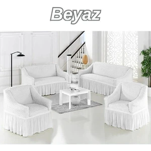 3+2+1+1 Bürümcük Koltuk Takımı Örtüsü. Etekli Streç Esnek Lastikli Çekyat Kanepe Kılıfı