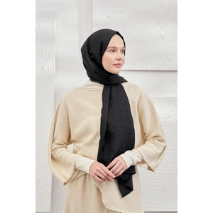 Armanda Italyan Jakar Geometrik Desen Şal - Yeni Jakarlı Trend Şal Scarf - Siyah