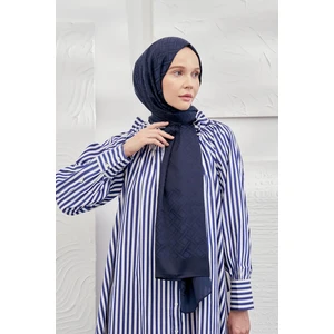 Armanda Italyan Jakar Geometrik Desen Şal - Yeni Jakarlı Trend Şal Scarf - Lacivert