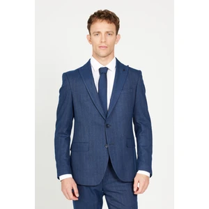 ALTINYILDIZ CLASSICS Erkek Lacivert Ekstra Slim Fit Dar Kesim Kırlangıç Yaka Çizgili Takım Elbise