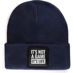 V1 Akrilik It's Not A Game It's Life - 2 Kod Logolu Unisex Lacivert Bere (Beanie)