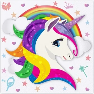 Party Fantasy Unicorn Peçete 20 Adet Doğum Günü Konsept 33 x 33  cm