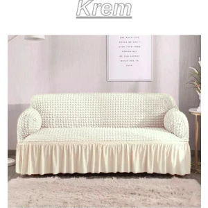 Bürümcük 3 Kişilik Koltuk Örtüsü. Etekli Streç Esnek Lastikli Çekyat Kanepe Kılıfı