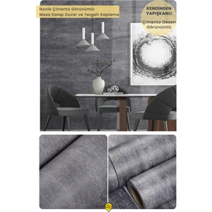 Kendinden Yapışkanlı 60CM×100CM Antrast Dokulu Çimento Desen Mobilya Kaplama Duvar Kağıdı