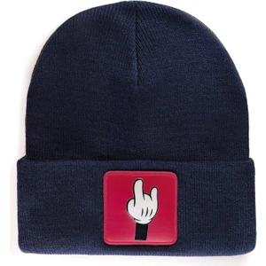 V1 Akrilik Parmak - 1 Kod Logolu Unisex Lacivert Bere (Beanie)
