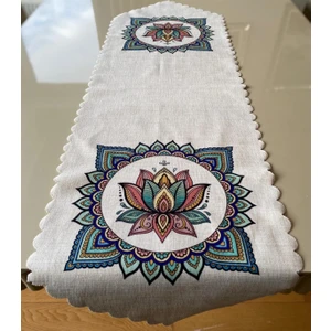 Mandala Desenli 35*135 cm Lazer Kesim Runner