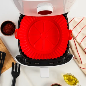 All Wear Silikon Airfryer Pişirme Kabı  2'li Ekonomik Paket, Hava Fritözü Kabı Kırmızı