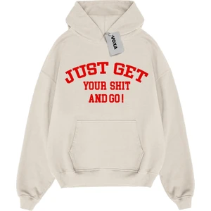 Oversize  Just Get Your Shit And Go! Yazılı Hoodie