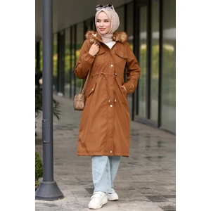 Leon Seyyar Kapüşonlu Mont 594 - Taba