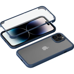 Forestl Digital Iphone 14 Pro Max Çift Taraflı Koruma Temperli Cam+Tpu Telefon Koruyucu Kılıf Anti-Dalgalı Şok Geçirmez Kapak-Dark Mavi (Yurt Dışından)