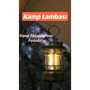 Shufa Nostaljik Işığı Ayarlanabilir USB Şarjlı Kamp Lambası Yeşil