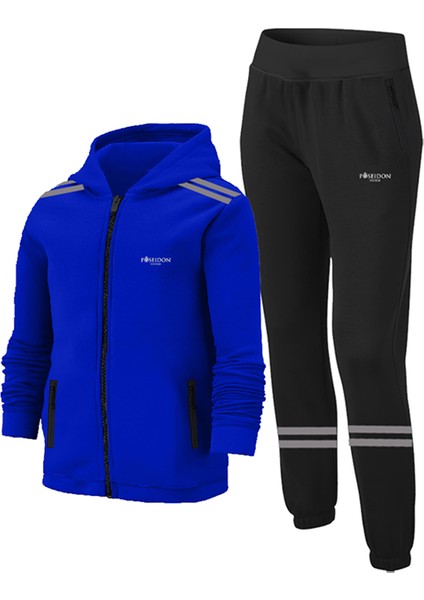 Erkek Çocuk Mavi Günlük Sporcu Eşofman Takımı 104CM-176CM Omuz Şeritli
