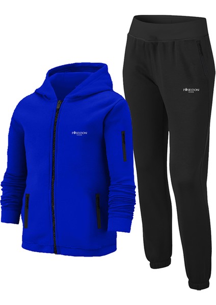 Erkek Çocuk Mavi Günlük Sporcu Eşofman Takımı 104CM-176CM Fermuarlı