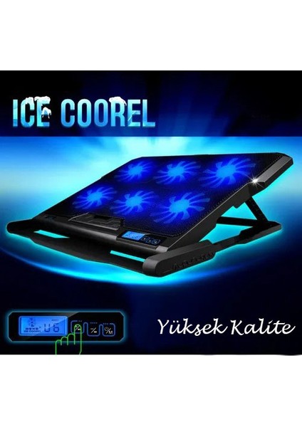 Ice Coorel Laptop Notebook Soğutucu Fan 12-15.6 Inç 2 USB Ayarlanabilir Kademeli Stand