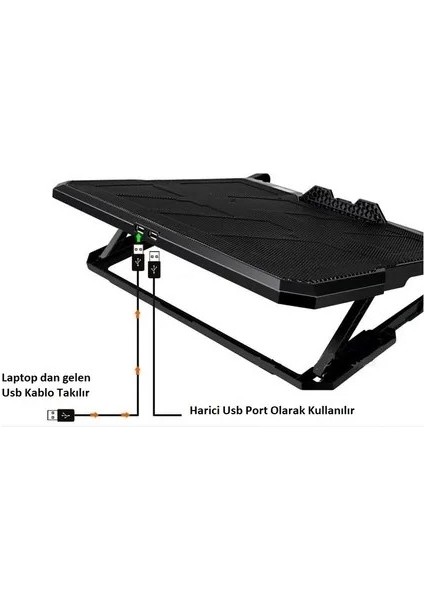 Ice Coorel Laptop Notebook Soğutucu Fan 12-15.6 Inç 2 USB Ayarlanabilir Kademeli Stand