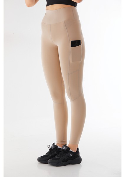 Kadın Spor Cepli Toparlayıcı Kadın Spor Taytı Leggins Krem fiyatları