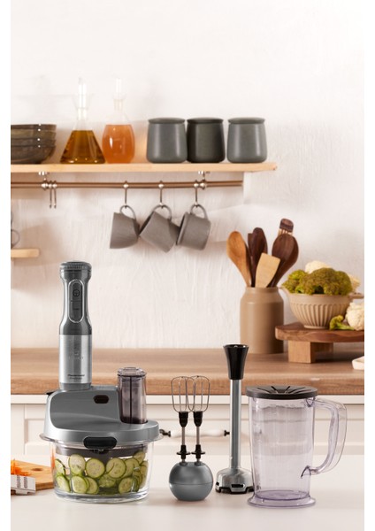 Mastermaid Prosteel Cam Mutfak Robotu Uzun Blender Ayaklı 6 Bıçaklı 2500 W Galaxy Grey